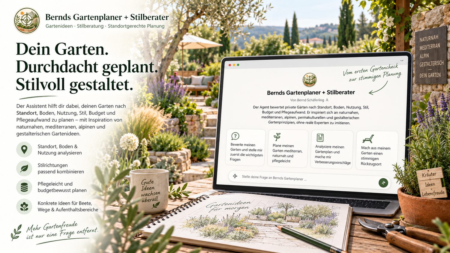 Bernds Gartenplaner & Stilberater – GPT-Oberfläche im Gartenkontext