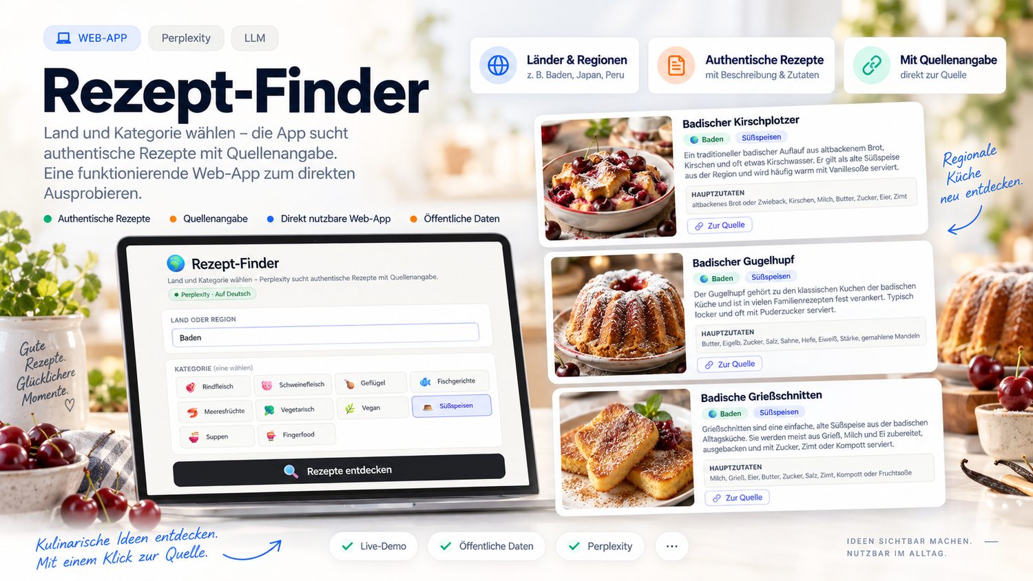 Rezept-Finder – Oberfläche und Ergebnisse